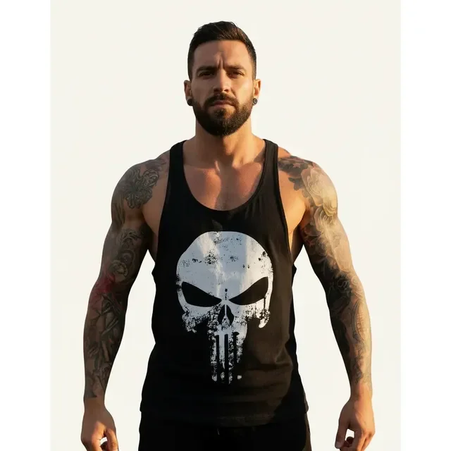 Regata Super Cavada Treino Skull Caveira Heróis Musculação