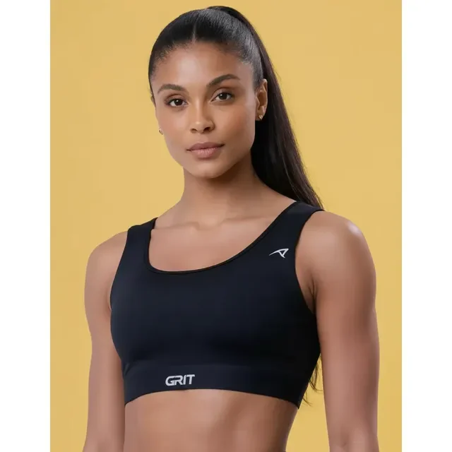 Top Corrida Feminino Authen Grit Bossa Reto Bolso Ajustável