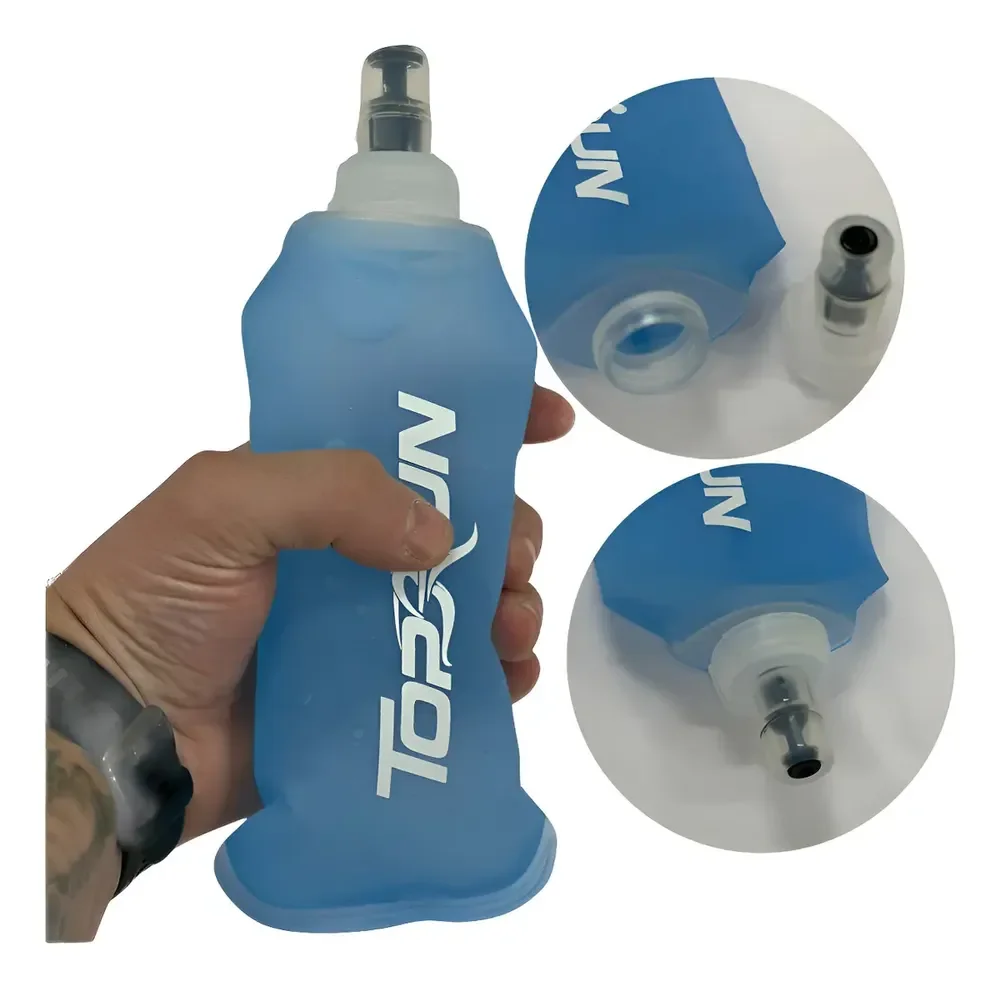 Garrafa Hiratação Silicone Soft Flash 350ml Dobrável Cor Azul-celeste