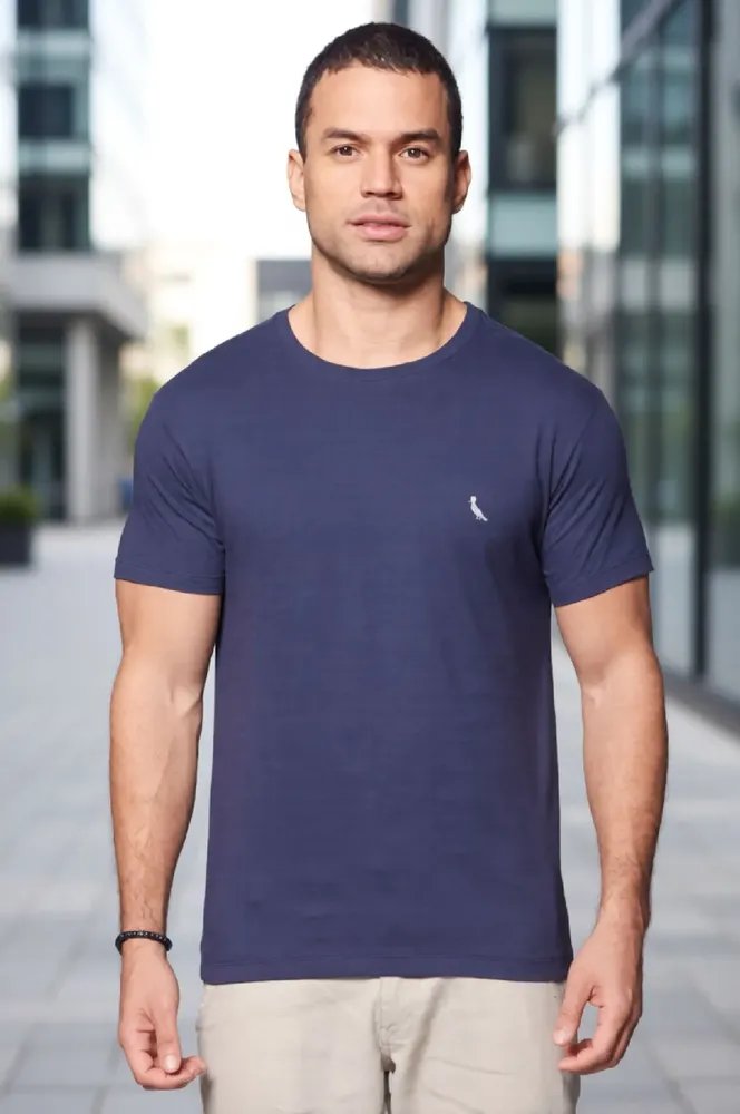 Camiseta Regular Essence Reserva Masculina Marinho T-shirt Lisa P Liso