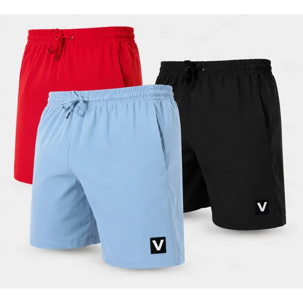 Kit 3 Shorts Masculino Tactel Bermuda Para Treino E Praia Cor Variada Lisa Xg