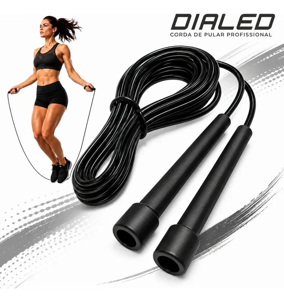 Corda De Pular Ajustável 3m Academia Profissional Speed Rope Preto