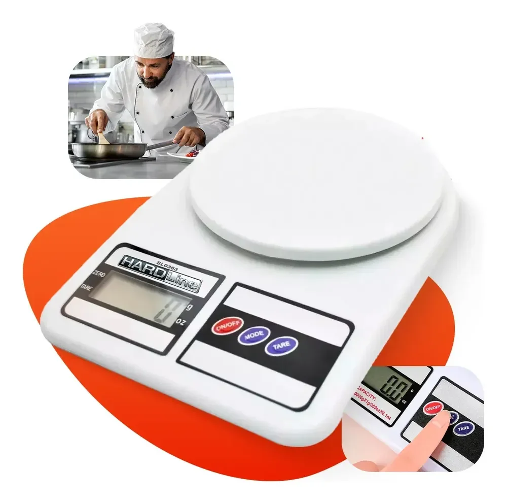 Balança Digital De Precisão 10kg Cook Cozinha Para Uso Domestico E Profissional Fitness Ideal Para Dietas Treinos Alimentos Confeitaria Nutrição Branco Hardline