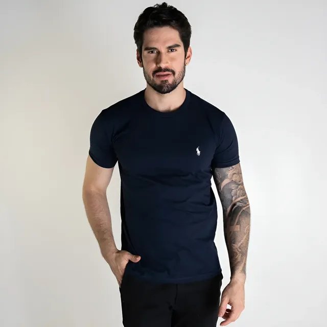 Camiseta Ralph Lauren Masculina Básica Azul Petróleo