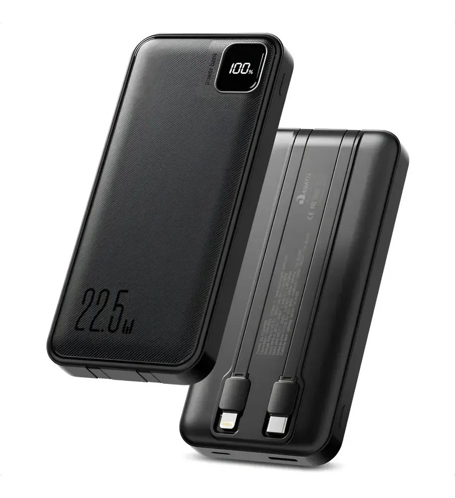 Power Bank 10000 mah Turbo 22.5w Carregador Portátil Display Digital Usb C Universal iPhone Samsung Xiaomi Motorola Audiophile