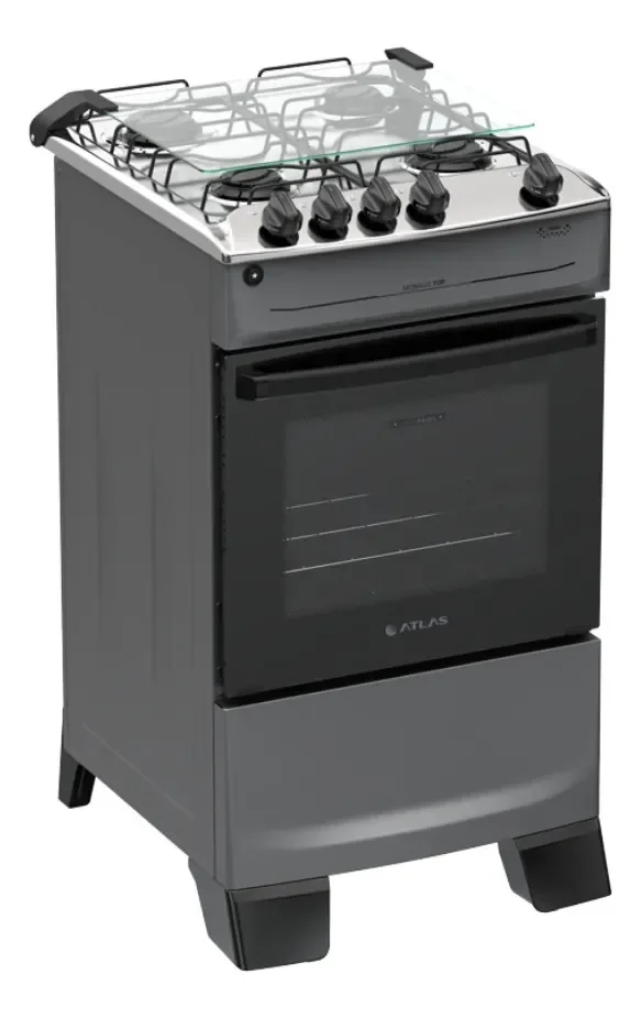 Fogão 4 Bocas Atlas Mônaco Top Titanium Bivolt