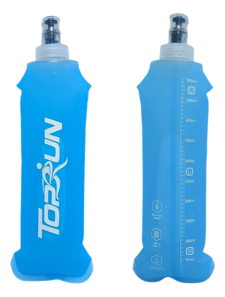 Garrafa Hiratação Silicone Soft Flash Azul 500ml Azul
