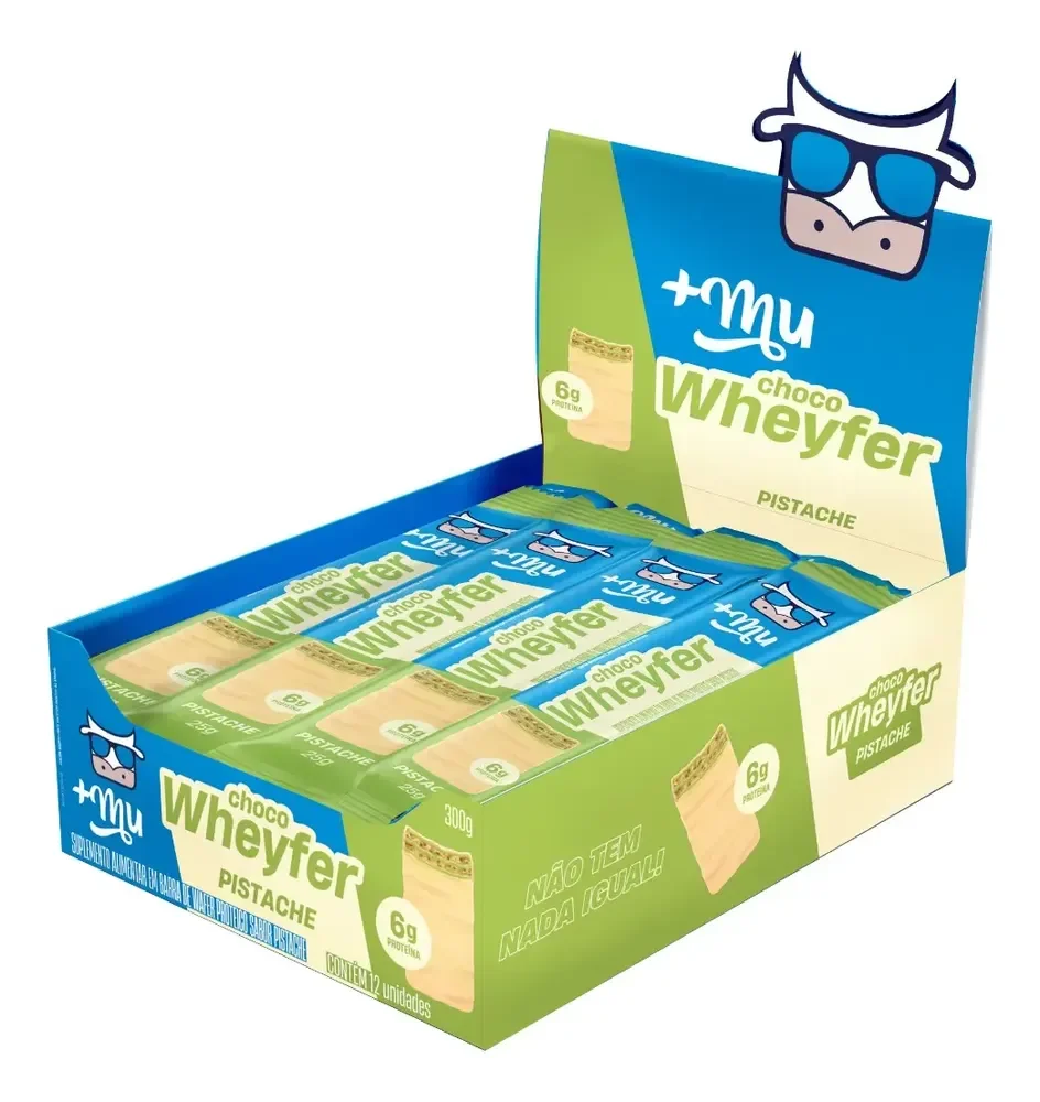 Suplemento Proteico +Mu Chocowheyfer de Pistache com 12 Barras