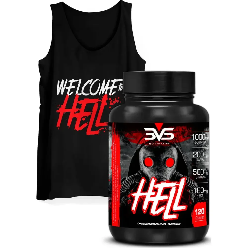 Termogênico Hell Extra Forte - 120 Cápsulas + Regata Hell Sabor Caps