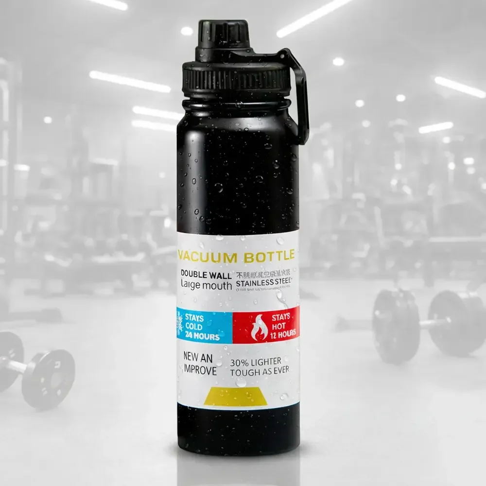 Garrafa Térmica 800ml De Inox Com Parede Dupla E Alça Para Água, Café Preto