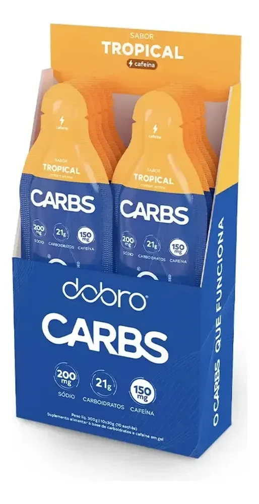 Dobro Carbs Gel Com Cafeína Sabores 30g (10 Sachês) Sabor Tropical