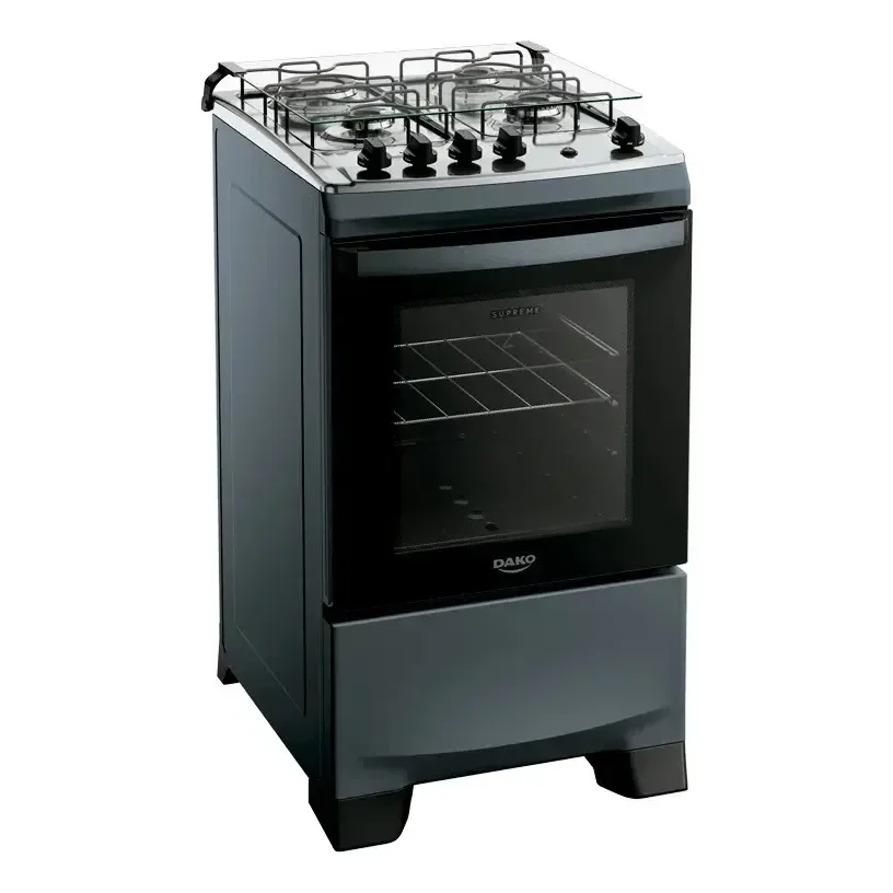 Fogão 4 Bocas Dako Supreme Mesa De Inox A Gás Titanium Bivolt Titânio 127/220v
