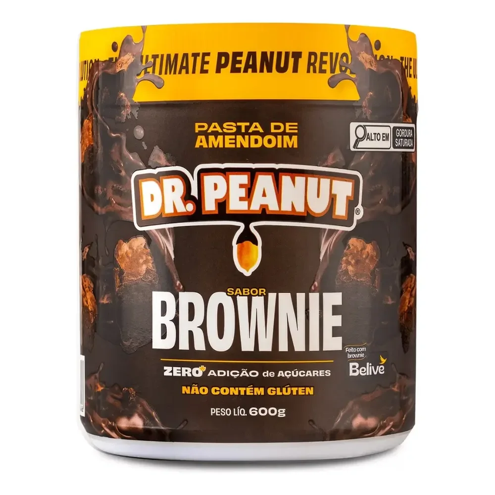 Pasta De Amendoim Com Whey Protein - 600g - Dr. Peanut Sabor Brownie