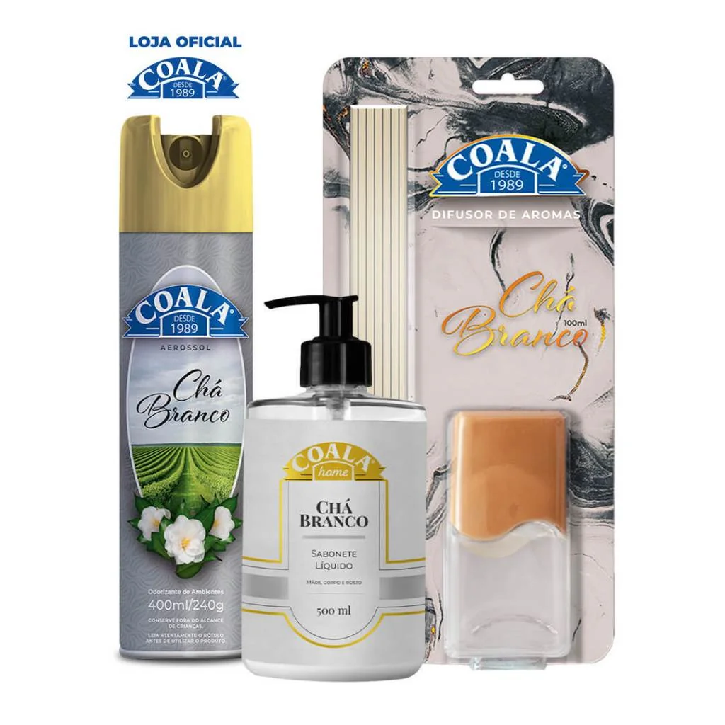 Kit Coala Aerossol + Sabonete + Difusor de Aromas - Chá Branco