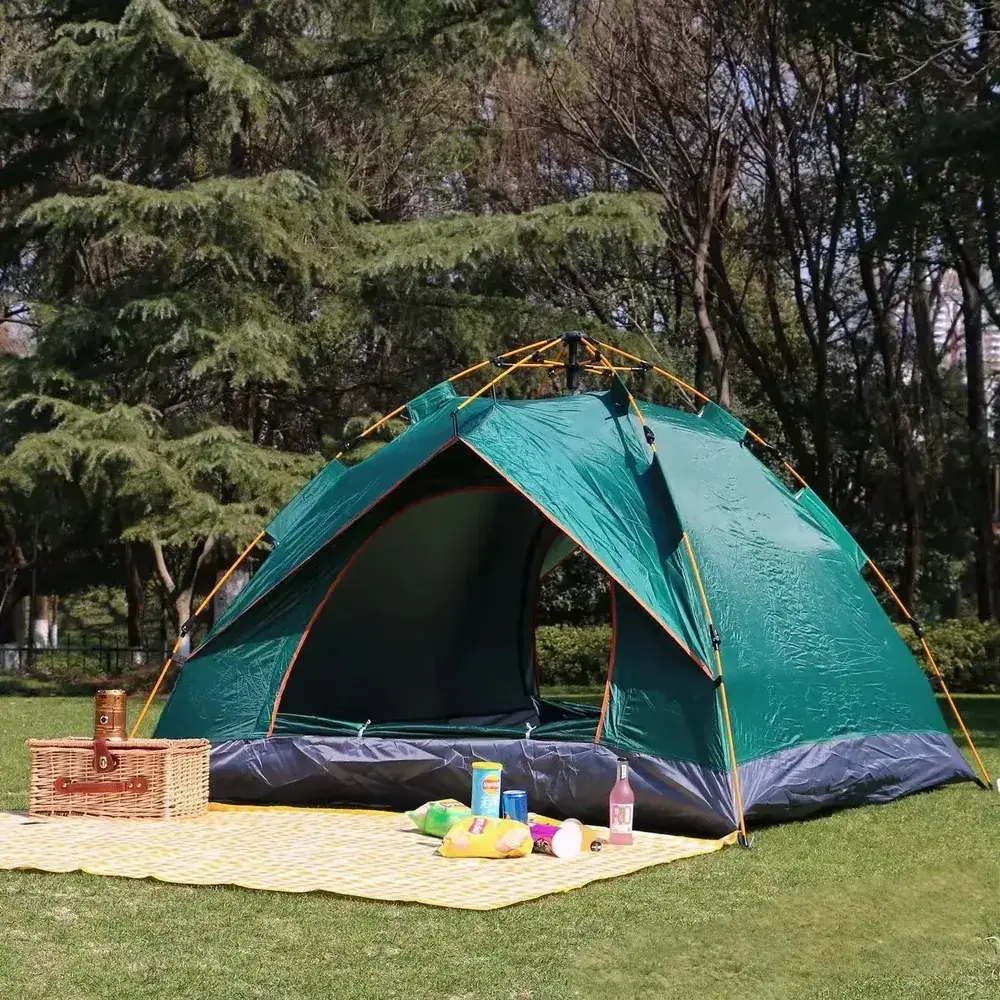 Barraca Camping Automática 1-2 Pessoas 200x150x125cm Oxford Verde-escuro