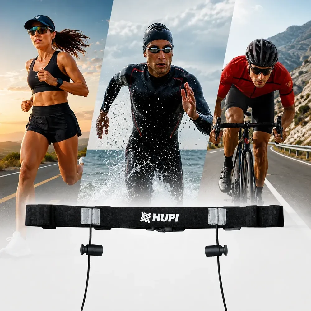 Cinto Porta Número Corrida Triathlon Ciclismo Hupi All Black Preto