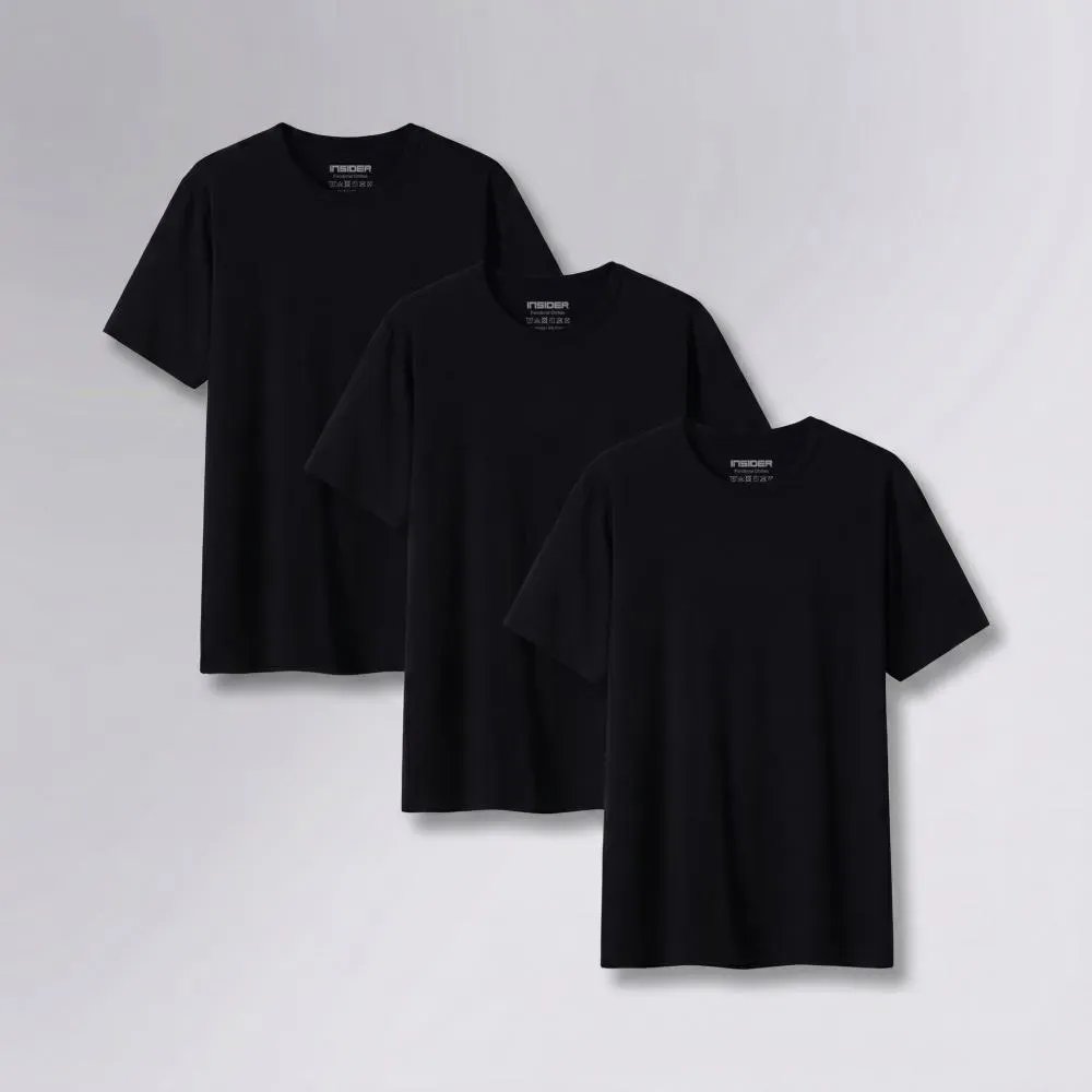 Kit 3 Camisetas  Light T-shirt Insider Preto G Liso