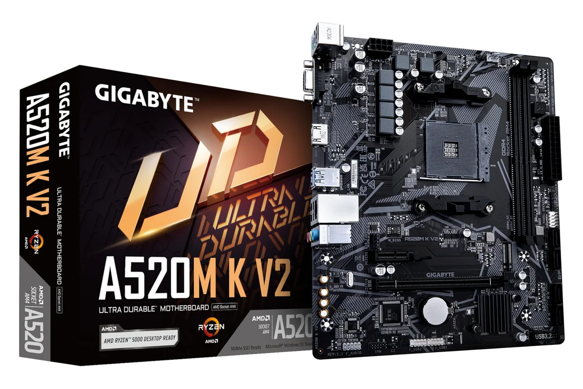 Placa Mãe Gigabyte A520M K V2 (AM4/2xDDR4/HDMI/D-Sub/M.2/USB 3.2)