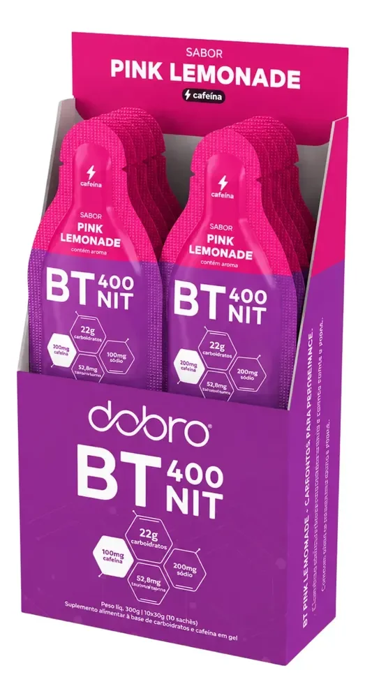 Bt 400 Nit Gel Dobro Magnésio Cálcio Eletrólitos 10 Uni Pink Lemonade | 10 Saches 30g