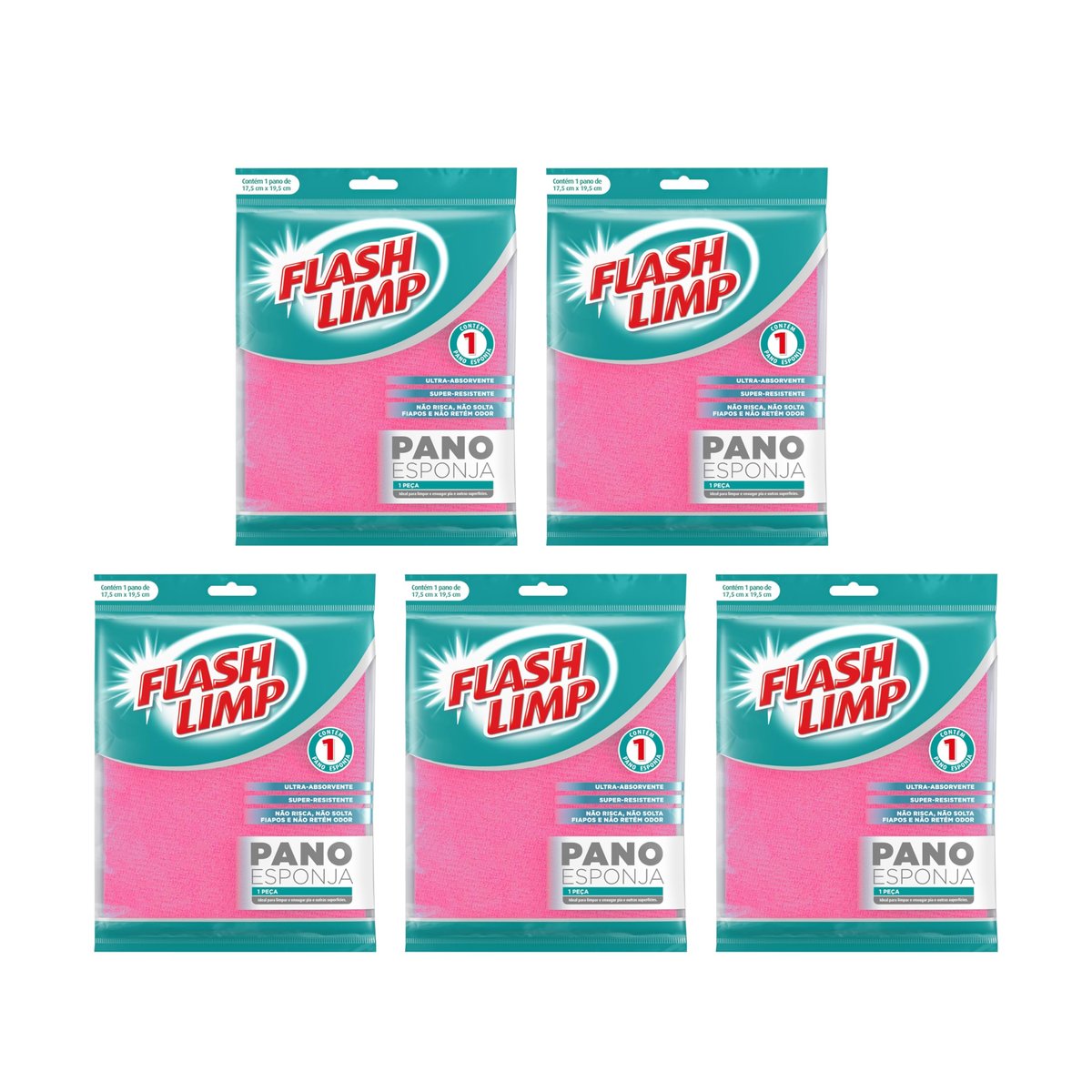 Flash Limp - Pano Esponja 5 peças