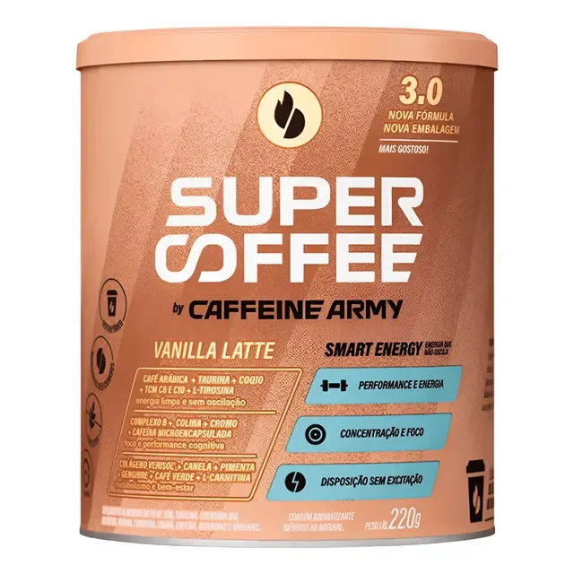 Super Coffee 220g Caffeine Army Pré Treino Coq10 Tcm C8