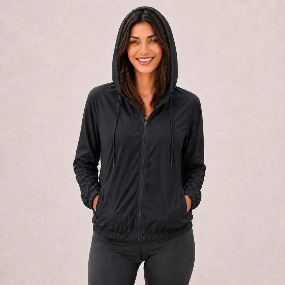 Jaqueta Feminina Izing Corta Vento Tendencia 2026 Fit Aspen Preto G Liso
