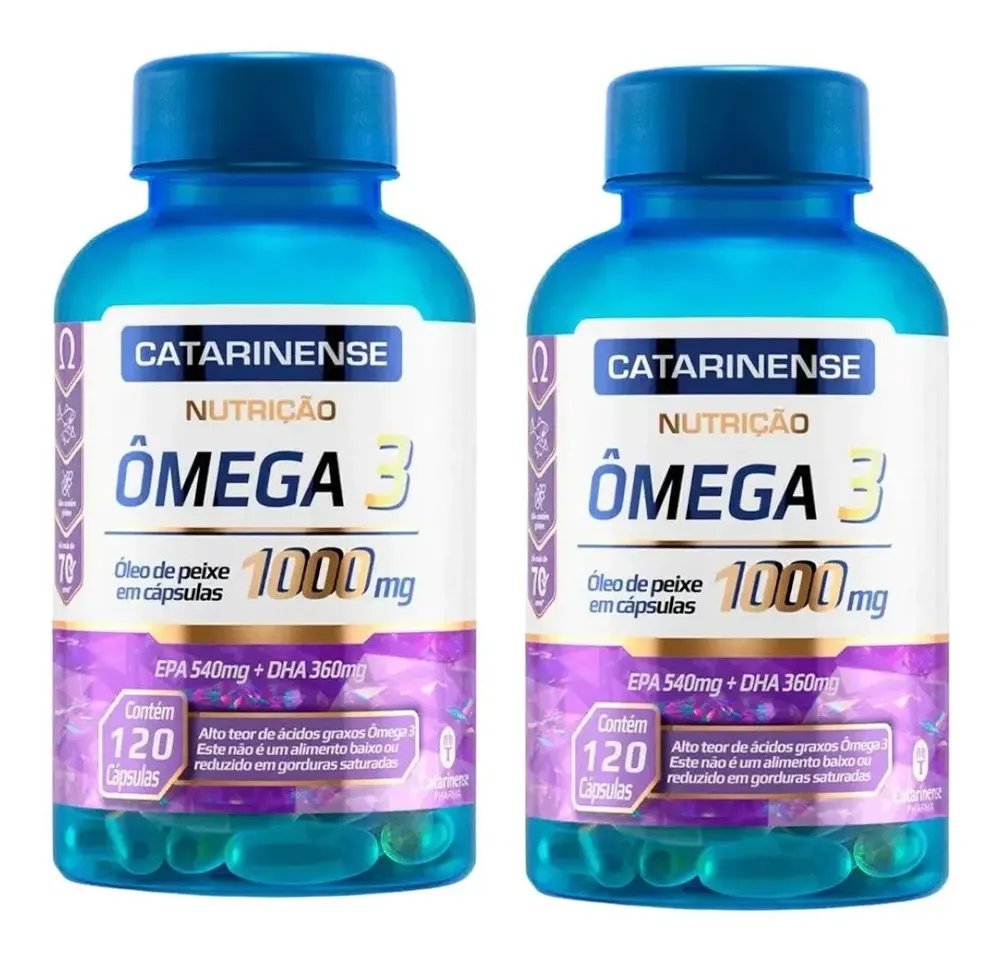 Kit 2 Ômega 3 Catarinense 1000mg Com 120 Capsulas Sabor Sem Sabor