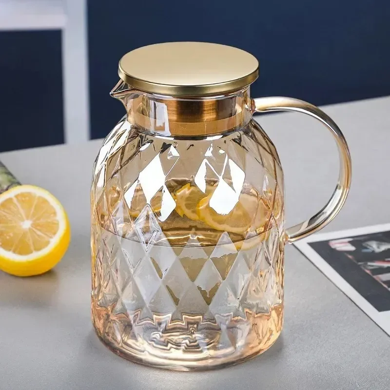 Jarra De Vidro 1,8l Âmbar Diamond Com Tampa De Inox Borossilicato
