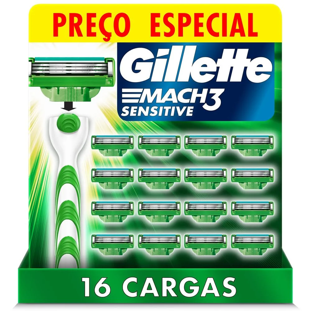 Carga para Aparelho de Barbear Gillette Mach3 Sensitive 16 unidades
