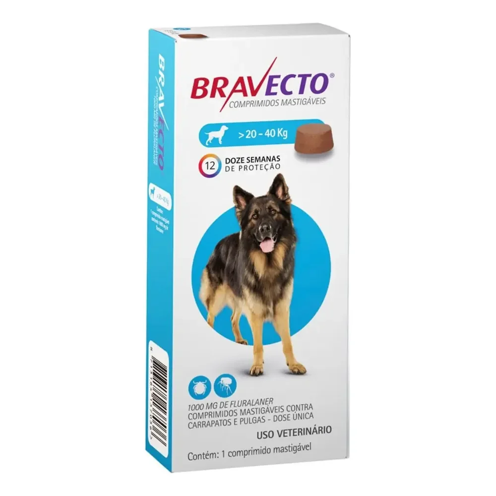 Antipulgas, Carrapato Msd Bravecto De 20 A 40 Kg Azul