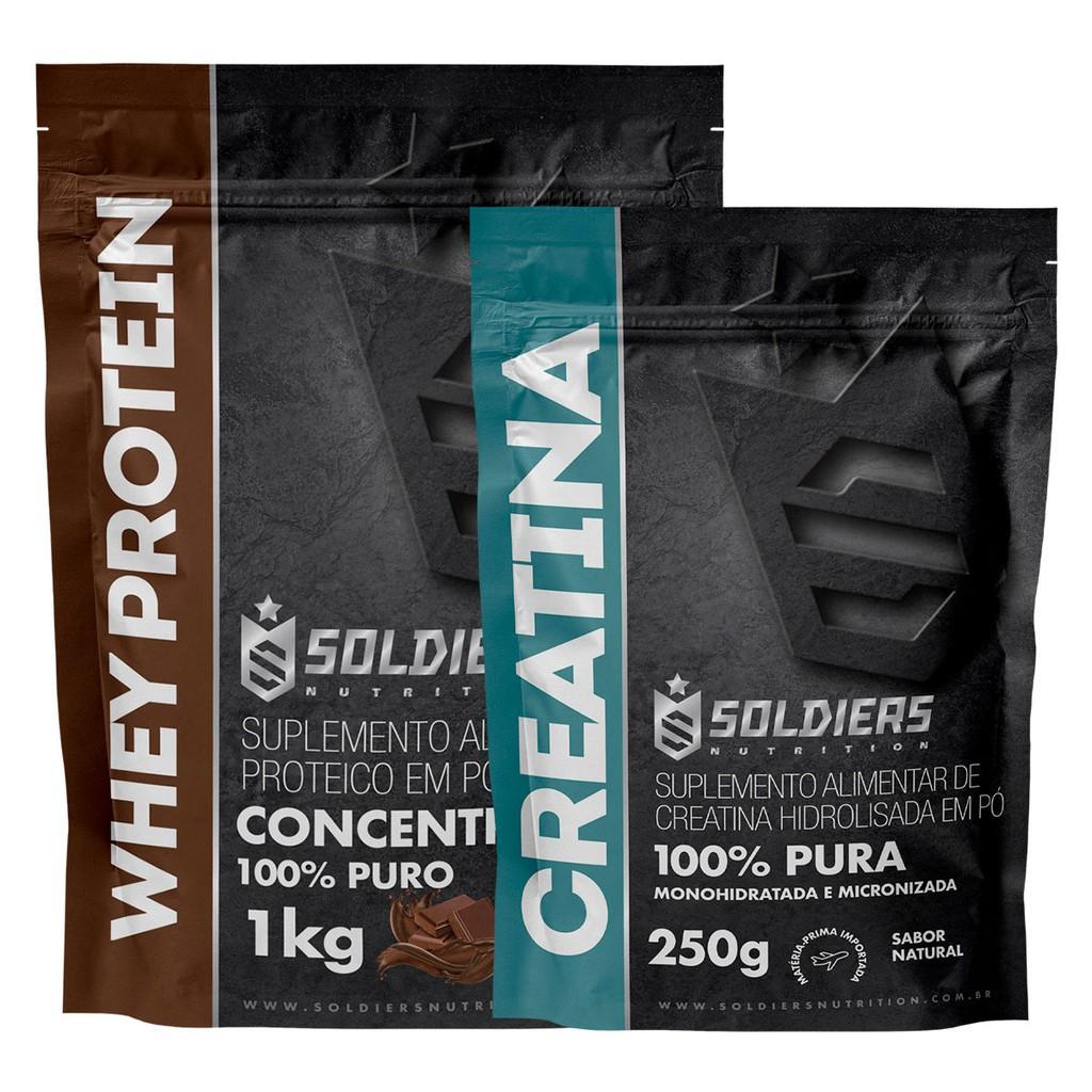 Kit Whey Protein Concentrado 1Kg + Creatina Monohidratada 100% Pura - Soldiers Nutrition