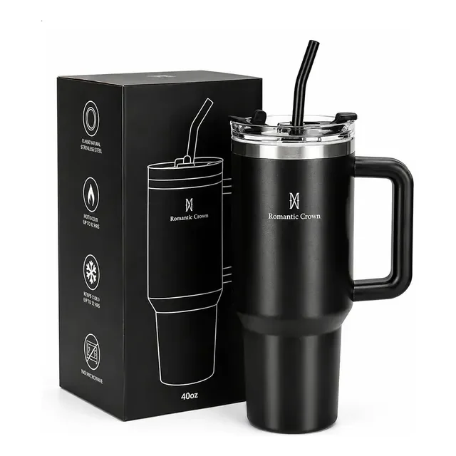 Copo Térmico Gigante 1,2l Inox Com Tampa E Inox Canudo