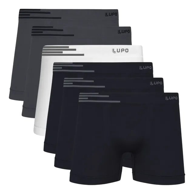 Kit 6 Cuecas Lupo Boxer Poliamida Sem Costura Box Masculina