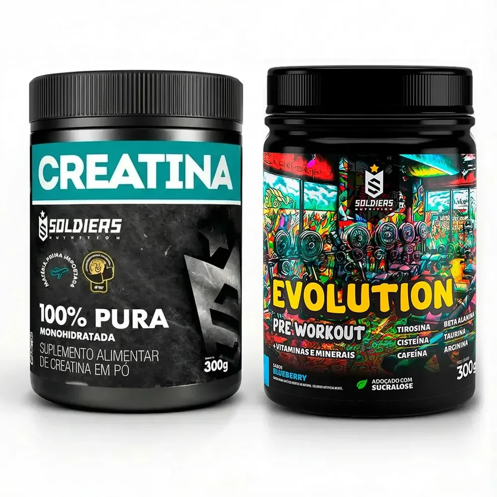 Creatina 300g + Pré-treino Melancia Evolution 300g - Soldiers Nutrition
