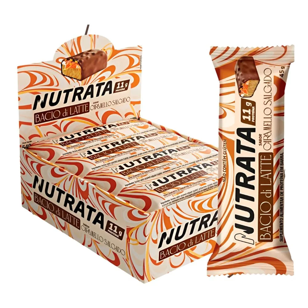 Barra De Proteina Caixa c/ 12 Unidades Sabor Caramelo Salgado Bacio Di Latte - Nutrata