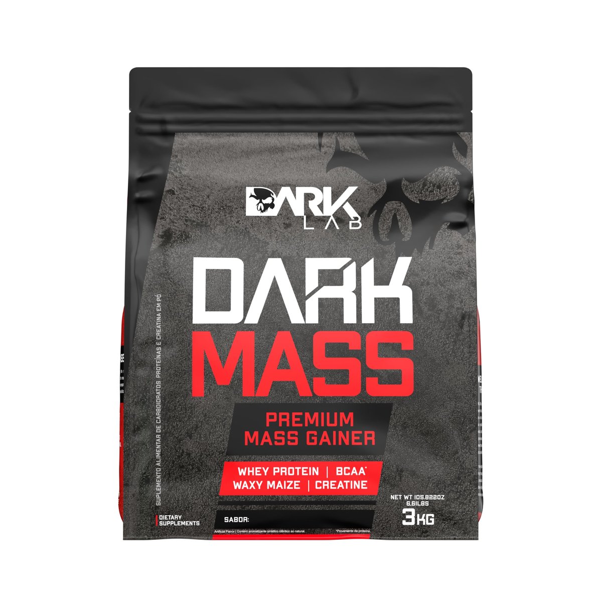 Hipercalórico Dark Mass Dark Lab, 3kg, Chocolate Branco com Morango, Ganho de Massa