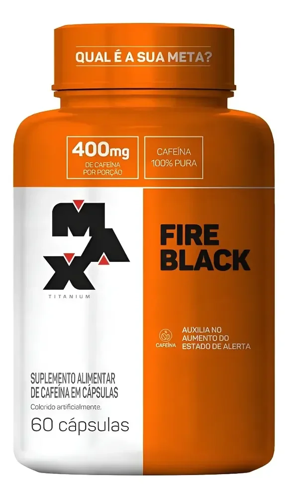 Pote Termogênico Fire Black 60 Cáps Max Titanium Sem Sabor Sem Sabor