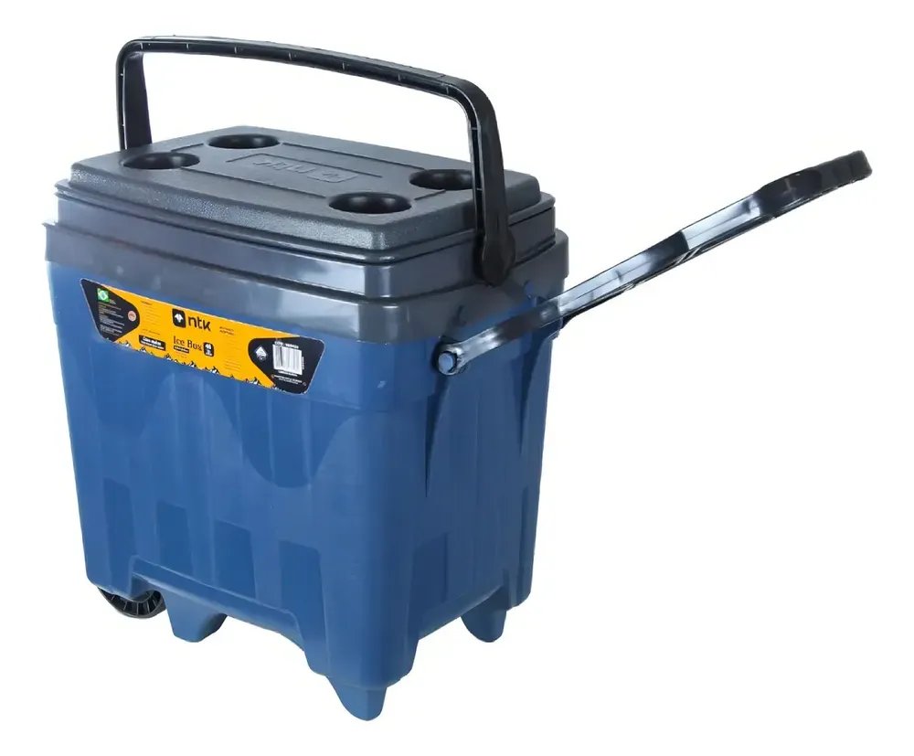 Caixa Térmica Ice Box De 34 Litros Com Rodas Azul Nautika