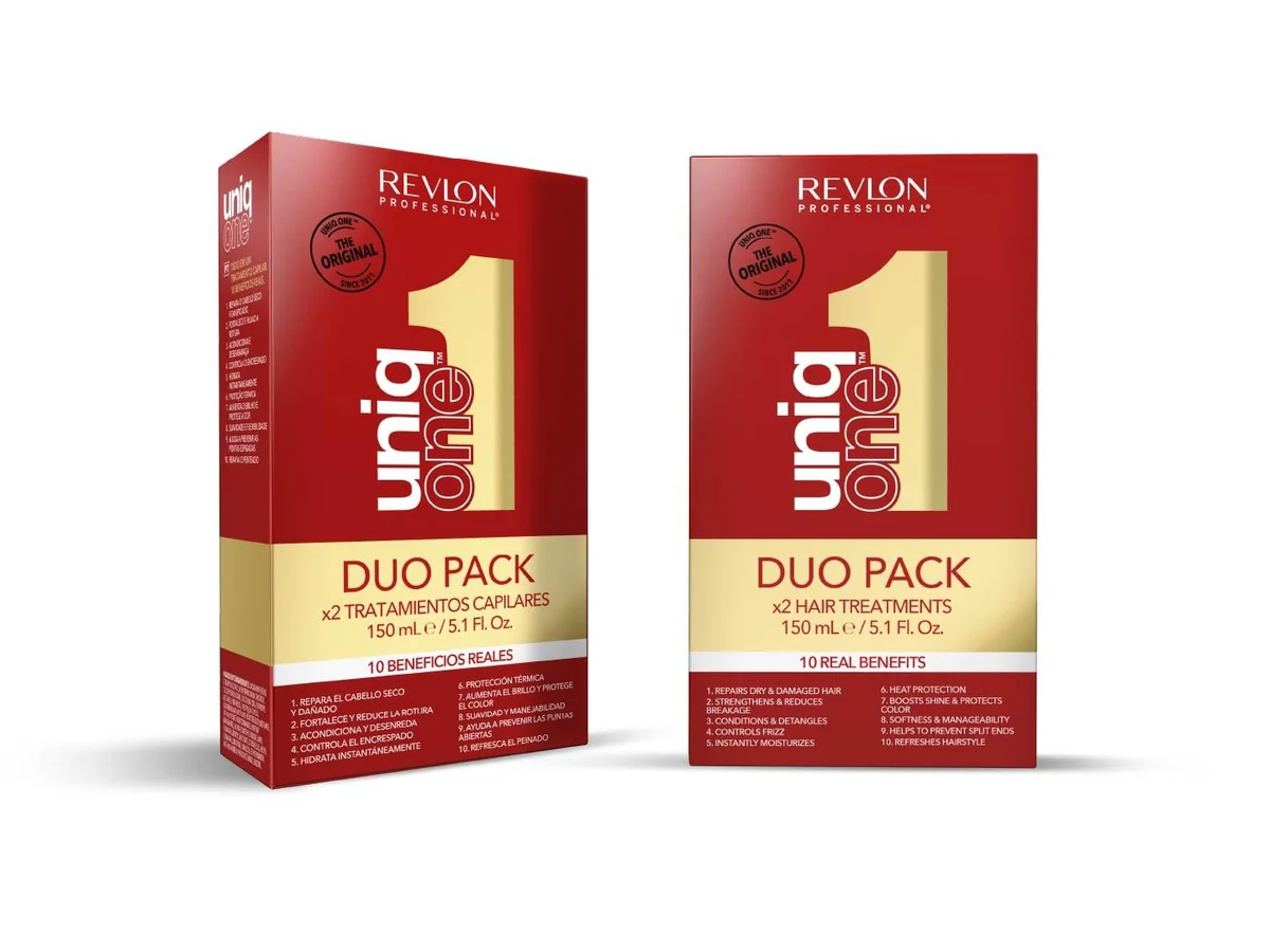Revlon Professional Duopack UniqOne Clássico Tratamento Capilar, 2 Protetores Térmicos 10 em 1 I Hidratação Profunda I Spray Leave-In I Desembaraça os Cabelos Femininos, 2 x 150 ml
