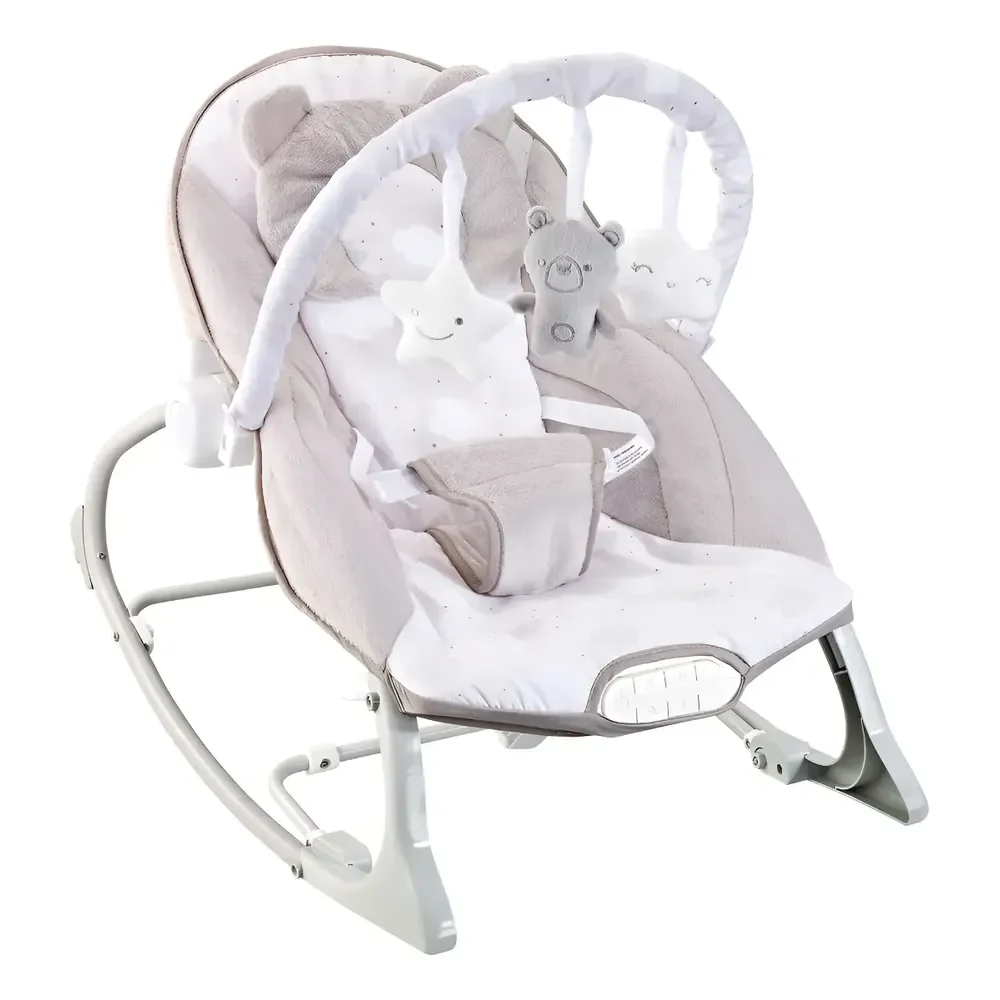 Cadeira De Descanso Bebê Musical Polar Bege 18kgs Maxi Baby Cinza