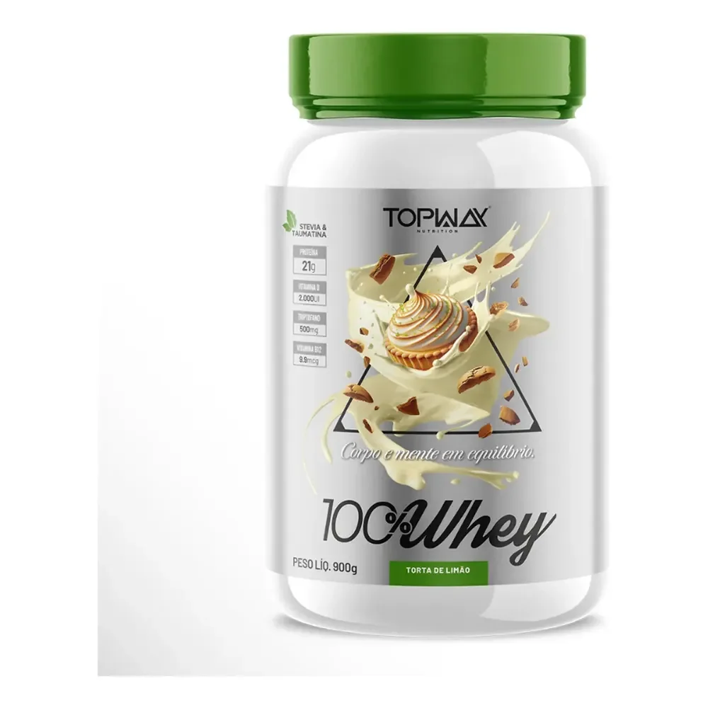 Suplemento Whey Protein 100% Concentrado Pote 900g Topway Torta De Limão