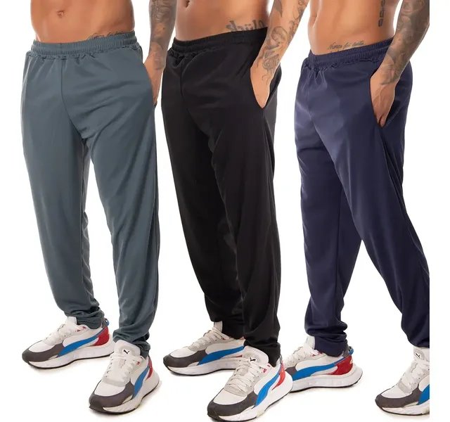 Kit 3 Calça Esportiva Elastano Academia Masculina Treino
