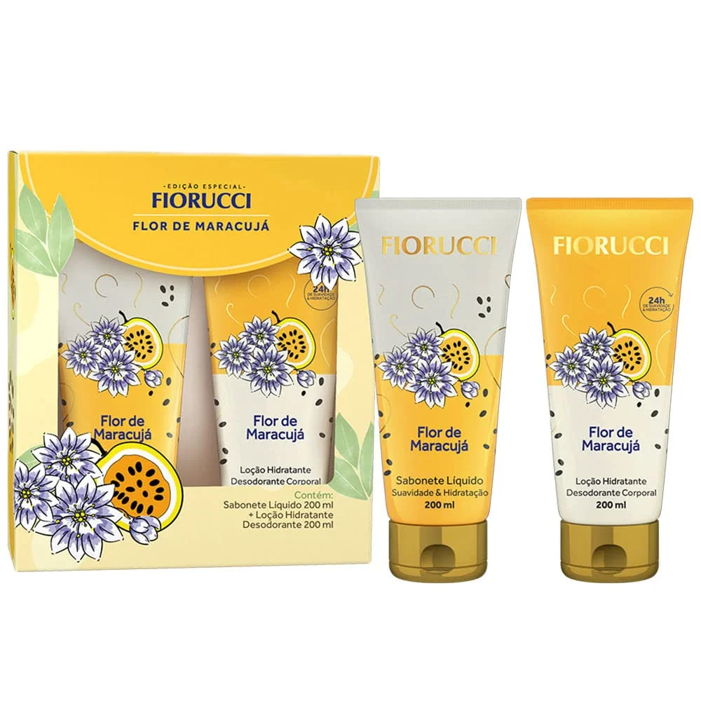FIORUCCI Kit Sabonete Líquido 200ml + Loção Hid. 200ml FLOR DE MARACUJA