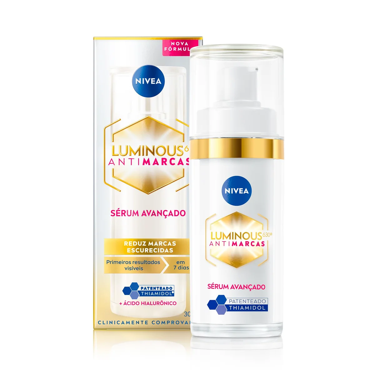 NIVEA LUMINOUS 630® Sérum Avançado Antimarcas Escurecidas 30ml, Reduz Marcas, Uniformiza a Pele, Ácido Hialurônico, Pele Radiante
