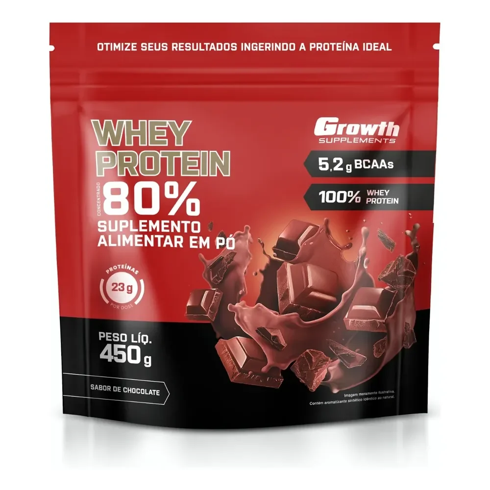 Whey Protein Concentrado 450g Growth Supplements Chocolate