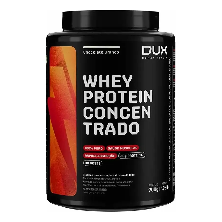 Whey Protein Concentrado 900g Chocolate Branco Dux Nutrition