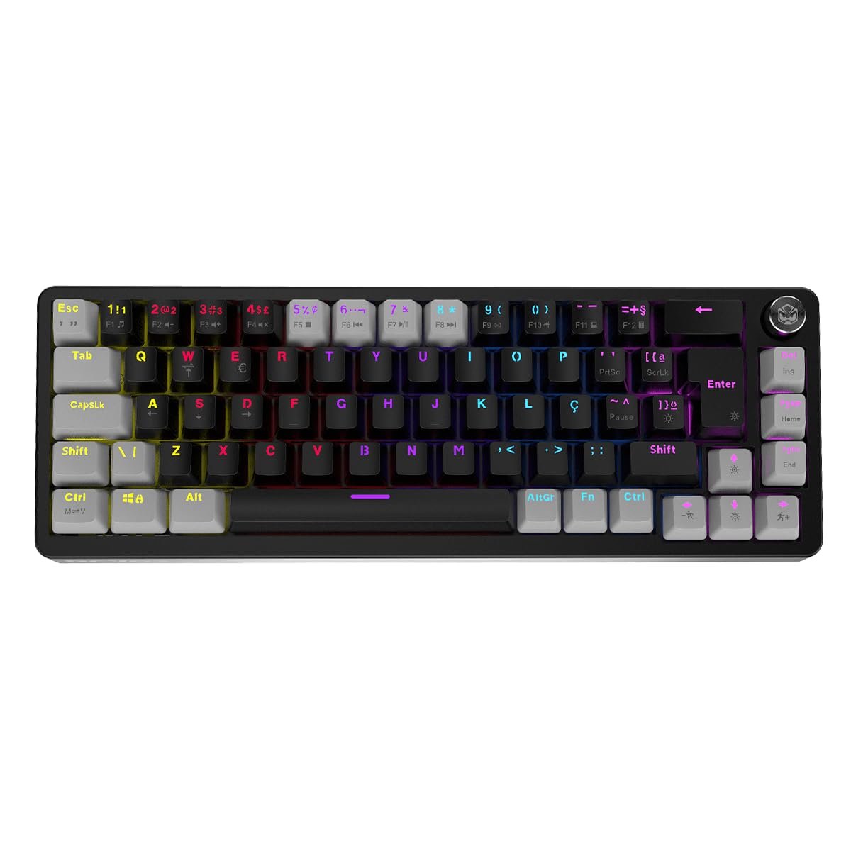 TECLADO MECÂNICO 65% PCYES MECKA BLACK VULCAN - SWITCH RED - LED RAINBOW - TPMKBVRD