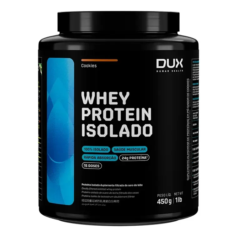 Dux Whey Protein Isolado - Pote 450g Sabor Cookies Biscoitos