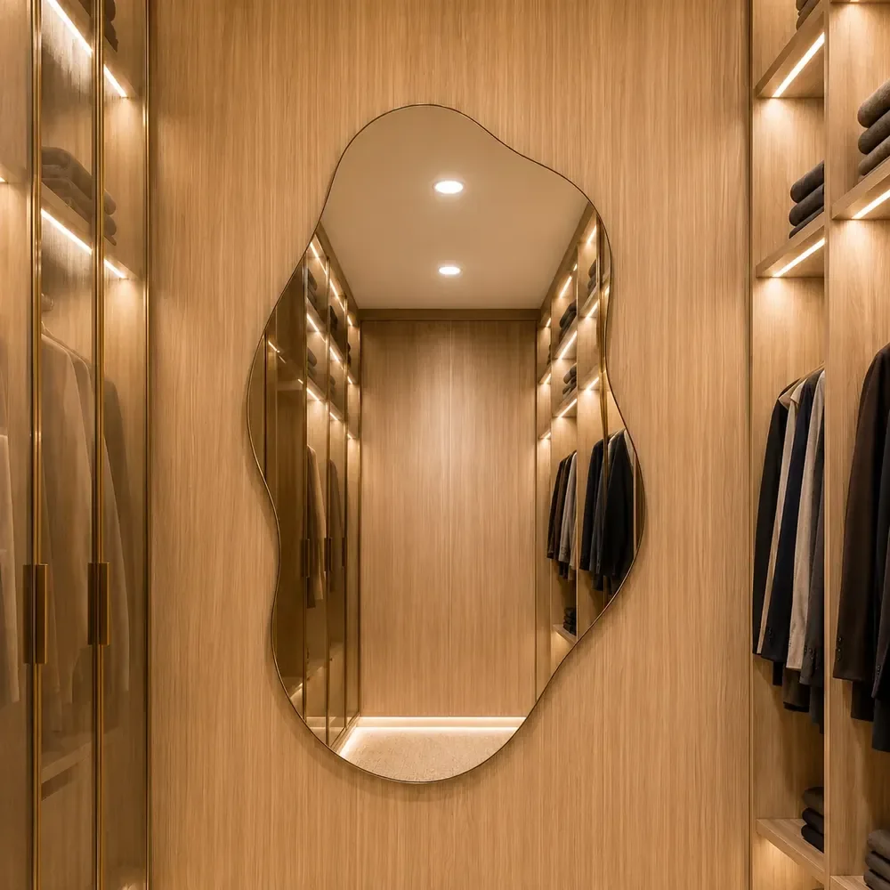 Espelho Vildrex Pisa 70x50cm Design Moderno Lapidado Luxo Suporte
