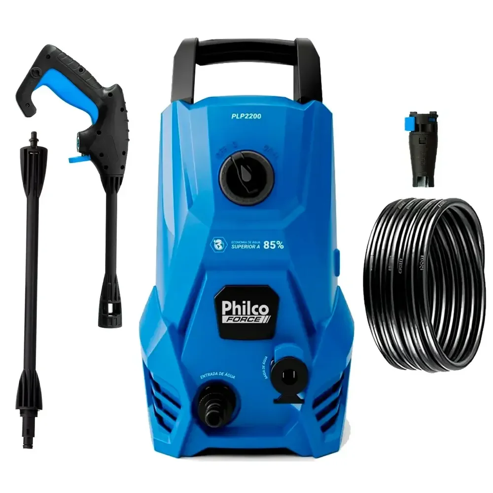 Lavadora De Alta Pressão Jato Compacta Philco Plp2200 1300w 1300 Psi/libras 312l/h Lança Regulável 127v Azul